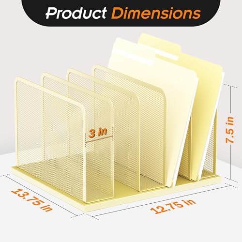 Kuntine.B 5-Section Upright Desk File Organizer Gold 1 Pack