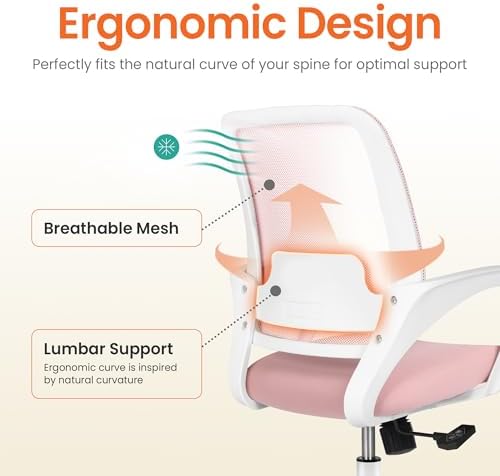 NEO CHAIR Home Office Desk Chair Ergonomic Mesh with Lumbar Support, Pink