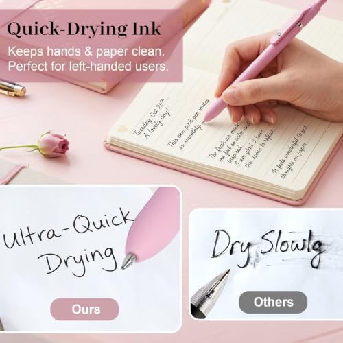 Fenmay 8 Pcs Gel Pens with Black & Pink Ink, 0.7mm Fine Point Smooth Writing Pens, Quick Dry & No Smudge, Cute Aesthetic Back-to-School Office School Supplies Gifts for Women & Students