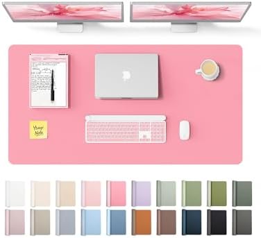 YSAGi Leather Desk Protector, Office Mat, Large Mouse Mat, Non-Slip PU Leather Blotter, Laptop Desk, Waterproof Writing Pad for Office and Home (Pink, 47.2" x 23.6")
