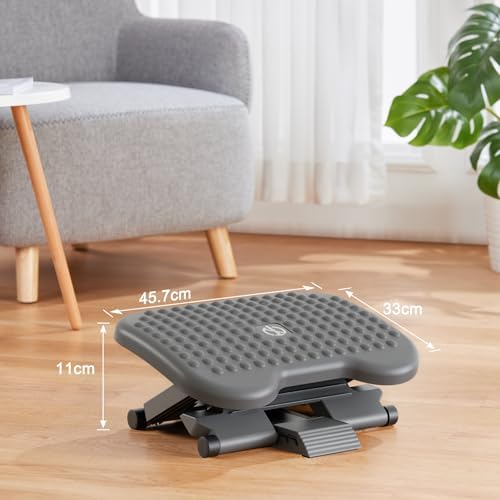 HUANUO Adjustable Foot Rest for Under Desk with 3 Height Position, Gray