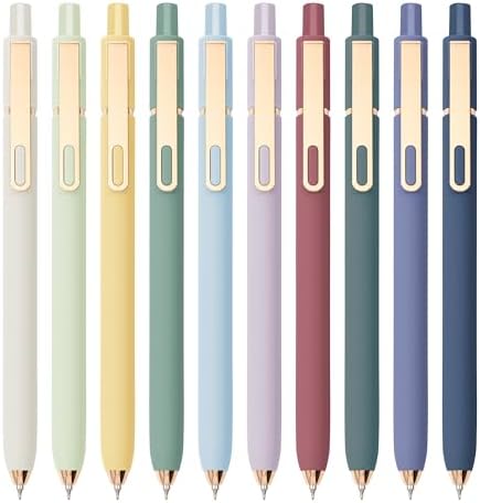 Linbsunne Gel Pens Black Ink Pens for Office 0.5mm Fine Point Pen Smooth Writing Retractable (Morandi-10 pcs)