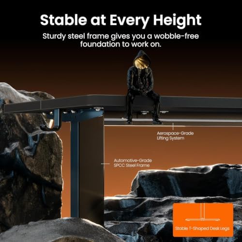 ErGear Height Adjustable Electric Standing Desk, 63 x 28 Inches Sit Stand up Desk, Memory Computer Home Office Desk, Carbon Fiber Black