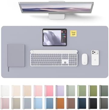 YSAGi Leather Desk Pad Protector, Office Desk Mat, Large Mouse Pad, Non-Slip PU Leather Desk Blotter, Laptop Desk Pad, Waterproof Desk Writing Pad for Office and Home (Soft Lavender, 31.5" x 15.8")