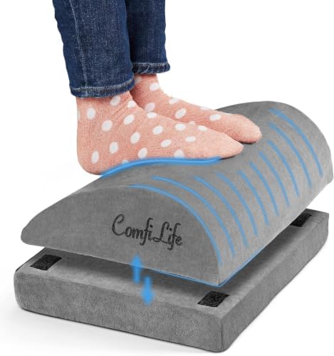 ComfiLife Foot Rest for Under Desk at Work – Adjustable Desk FootRest for Office Chair, Gaming Accessories – Ergonomic Teardrop Design for Back, Hip & Leg Pain Relief – 100% Memory Foam (Gray)