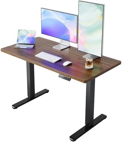 HUANUO 43x24 Inch Electric Standing Desk, Height Adjustable, Black Walnut