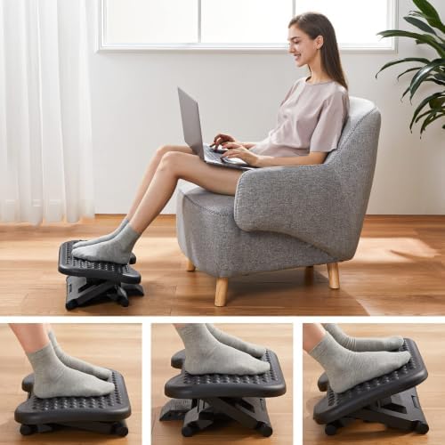 HUANUO Adjustable Foot Rest for Under Desk with Massage Surface and Tilt