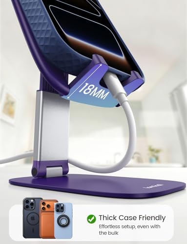 Lamicall Ultra-Thin Phone Holder for Desk, Purple Office Desk Accessories