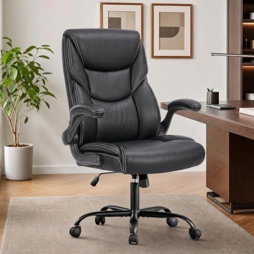 Sweetcrispy Computer Desk Chair, Lumbar Support Video Game Chair PU Leather