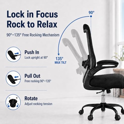Ergonomic Office Chair - High Back Desk Chair with Adjustable Lumbar Support, Breathable Mesh Back, 330LBS Capacity, Easy Assembly (Matte Black)