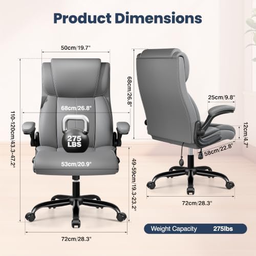 Ergonomic Office Chair, High Back Leather Executive Desk Chair