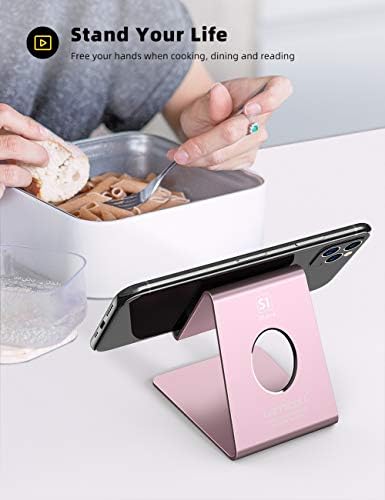 Lamicall Pink Phone Stand, Desk Accessories - Rose Gold Pink Cell Phone Holder, Office Decor, Office Desk Accessories, Suitable for iPhone 16 15 14 13 Pro Max, 4-8'' Phone