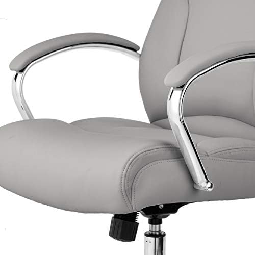 Amazon Basics Executive Desk Chair with Easy Assembly, Adjustable Height, 275lb Capacity, Wide Oversized Cushion, 29.13"D x 25.2"W x 43.11"H, Grey Bonded Leather