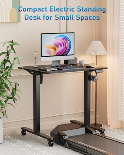32" Small Rolling Electric Standing Desk Adjustable Height for Home Office
