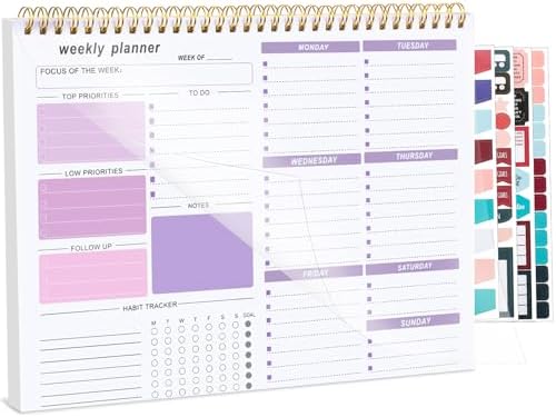 Thboxes Weekly Desk Planner, 8.5x11In To Do List Notepad, 52 Sheets, Purple