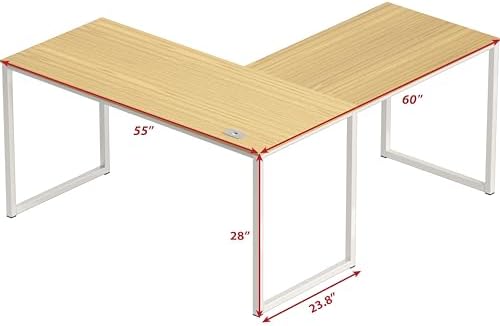 SHW Mission 55 x 60 L-Shape Home Office Computer Desk, Oak