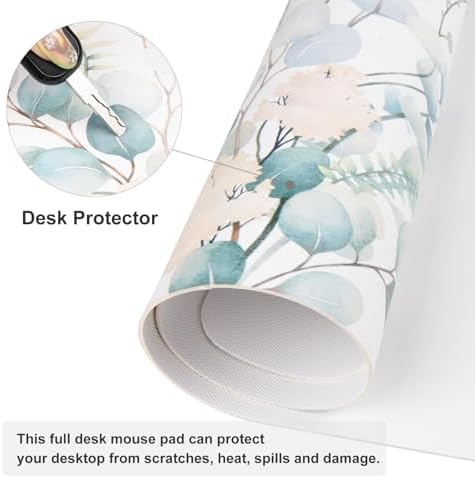 QiyI PU Leather Large Mouse Pad, Office Desk Mat, 31.5" x 11.8", Eucalyptus