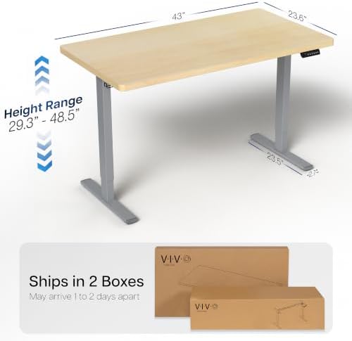 VIVO Light Wood 43 x 24 in Standing Desk, DESK-KIT-1G4C