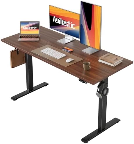 Agilestic 48*24 Inch Height Adjustable Electric Standing Desk, Dark Walnut