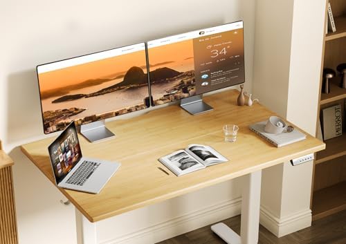 Claiks Electric Height Adjustable Standing Desk, 40x24 Inch, Bamboo