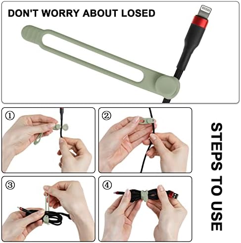 Silicone Cable Ties, Cord Organizer Cable Management(16Pcs-Green)