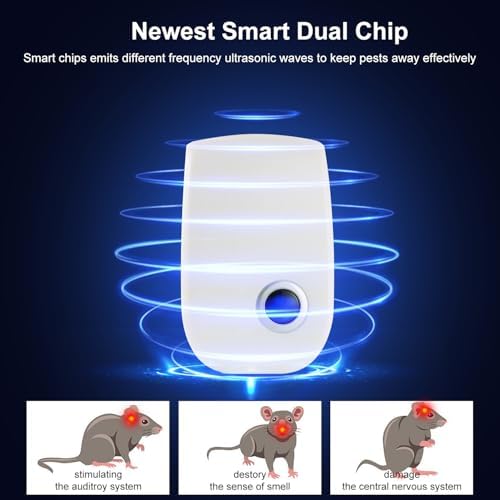 2026 Upgraded Ultrasonic Pest Control Repeller, Indoor Mouse Repellent for Rat, Mice, Rodent, Roach,Cockroach, Insect, Mosquito Electronic Plug in Pest Control 6 Packs