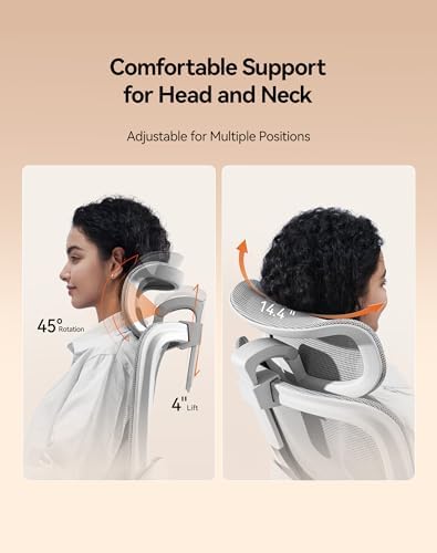 SIHOO B100 Office Chair, Comfy Ergonomic Office Chair, High Back Computer Chair with Adaptive Lumbar Support & wide Headrest, Flip-up Armrests, Swivel Desk Chair for Long Hours, WITHOUT Footrest, Grey