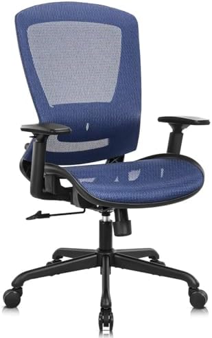 ELABEST Mesh Office Chair,Ergonomic Computer Desk Chair,Sturdy Task Chair- Adjustable Lumbar Support & Armrests,Tilt Function,Comfort Wide Seat,Swivel Home Office Chair (Blue)