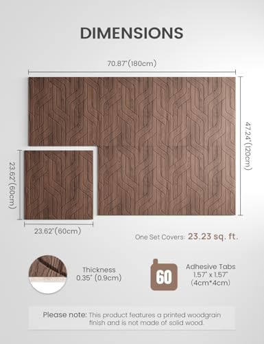 Fluxynara 6-Pack Large Felt Bulletin Board, Walnut Artistic