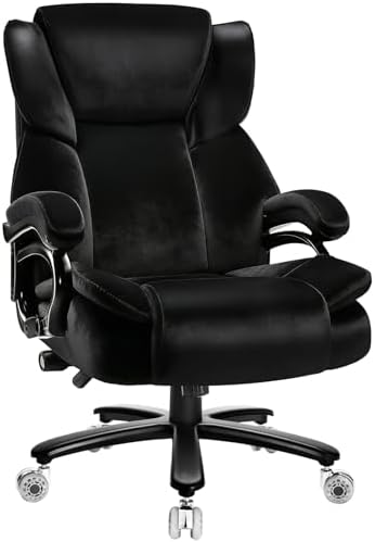 Indulgear 500lbs Fabric Big and Tall Office Chair,500lbs Heavy Duty Office Chair for Heavy People, High Back Executive Computer Chair with Adjustable Lumbar Support, Dual Rubber Wheel