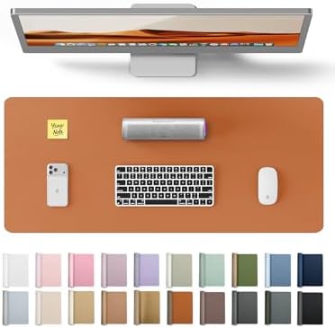 YSAGi Desk Pad Protector, Large Mouse Mat, Non-Slip PU Leather Waterproof Laptop Desk Blotter/ Writing Pad for Office and Home (23.6" x 13.8", Brown)