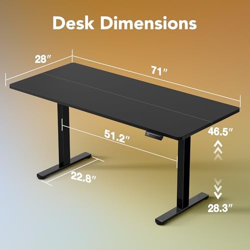 HUANUO 71x30 Inch Electric Standing Desk, Height Adjustable, Black