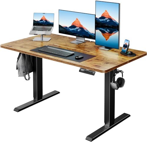 HUANUO 48x23 Inch Electric Standing Desk, Adjustable, Rustic Brown