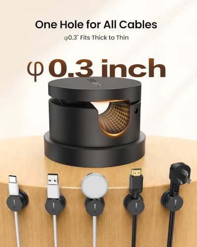 Silkland 6 Pack Snap-Lock Cable Clips, 360° Rotatable Cord Holder for Desk