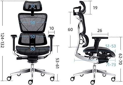 Office Ergonomic Reclining Swivel Chair with Lumbar Support, Modern Black Aluminum Chair for Office, Home, Game, Lounge