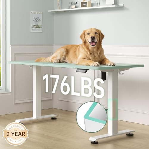 Veken 55 Inch Large Electric Standing Desk, Gaming Table, Green