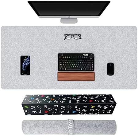 DAWNTREES Large Felt Desk Mat,39.4''x19.69'' Full Keyboard and Mouse Pad