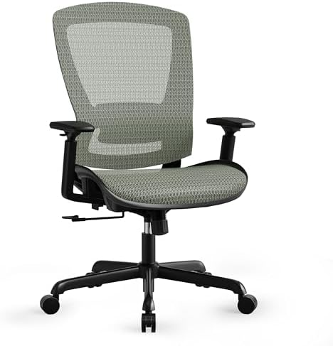 ELABEST Mesh Office Chair,Ergonomic Computer Desk Chair,Sturdy Task Chair- Adjustable Lumbar Support & Armrests,Tilt Function,Comfort Wide Seat,Swivel Home Office Chair (Dusty Sage)