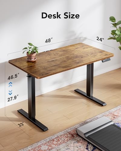 HUANUO 55x27 Inch Electric Standing Desk, Height Adjustable, Rustic Brown