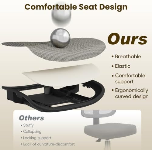 Ergonomic Office Chair, Mesh Computer Desk Chairs with BIFMA X5.1 Certified, Adjustable Lumbar Support, 3D Arm, Tilt Back, Wide Seat, Comfy Swivel Work Task Chair for Company and Home (Apricot Mist)