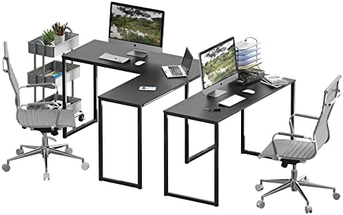 SHW Mission 48 x 48 L-Shape Home Office Computer Desk, Black
