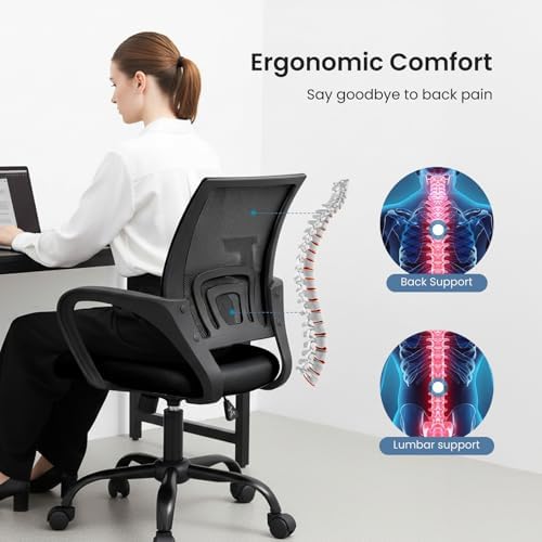 OLIXIS Home Office Chair, Mesh Desk Chair, Ergonomic Lumbar Support