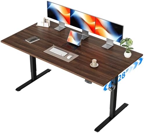 Agilestic 63*28 Inch Height Adjustable Electric Standing Desk, Dark Walnut