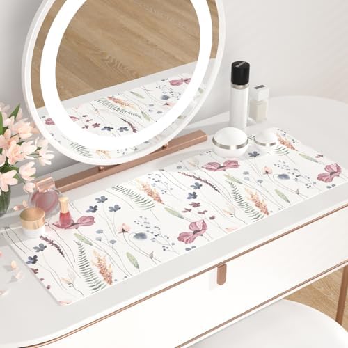 QiyI PU Leather Large Mouse Pad, Office Decor, 31.5" x 11.8", Wildflowers