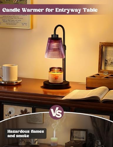 Innqoo Purple Candle Warmer Lamp with Timer, Dimmable Candle Warmer for Home Decor, Height Adjustable Candle Lamp for Jar Candles, Birthday Gifts for Women Mom, House Warming Gifts New Home