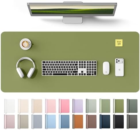 YSAGi Leather Desk Protector, Office Mat, Large Mouse Mat, Non-Slip PU Leather Blotter, Laptop Desk Mat, Waterproof Writing Pad for Office and Home(Green, 42" x 17.2")