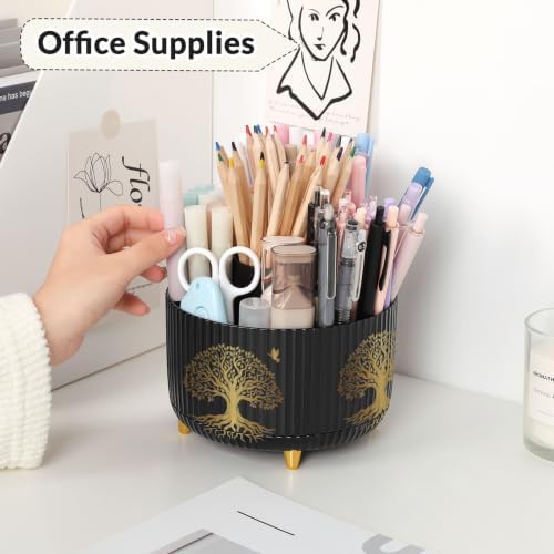 SKYDUE 360 Degree Rotating Pen Holder for Desk with 5 Slots,Tree of Life