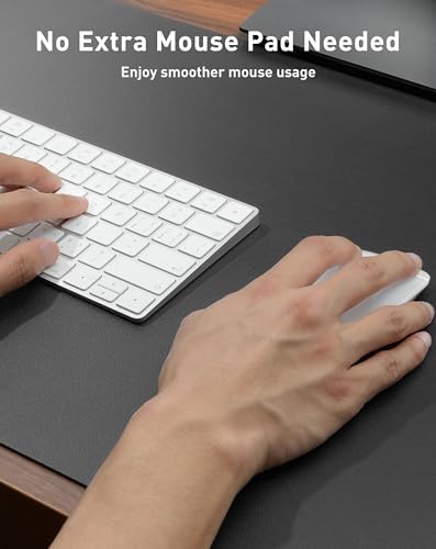 Aothia Faux Leather Desk Mat - Large Mouse Pad, Non-Slip PU Leather Blotter, Waterproof Writing Surface for Office and Home (Grey, 63" x 17")