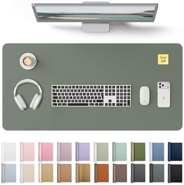 YSAGi Leather Desk Protector, Office Mat, Large Mouse Mat, Non-Slip PU Leather Blotter, Laptop Desk, Waterproof Writing Pad for Office and Home (Dark Green, 31.5" x 15.8")
