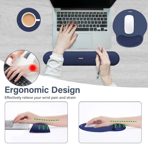 MOSISO Wrist Rest Support for Mouse Pad&Keyboard Set, Navy Blue